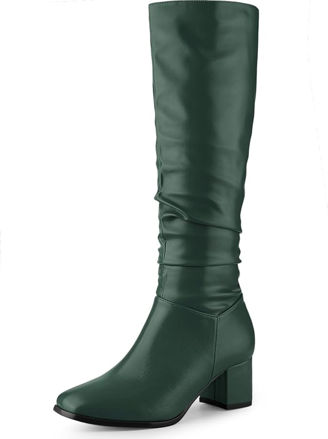 Perphy Thigh High Dress Boots Square Toe Chunky Heel Slouch Knee Highs Boots for Women | Amazon (US)