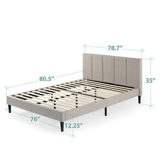 Priage by ZINUS Upholstered Low Headboard Platform Bed Frame (Beige - King) | Bed Bath & Beyond