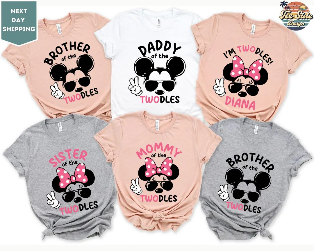 I’m Twodles Birthday Shirt, Mickey Minnie Mouse Shirt, 2nd Birthday Shirt, Custom Family Birthd... | Etsy (US)