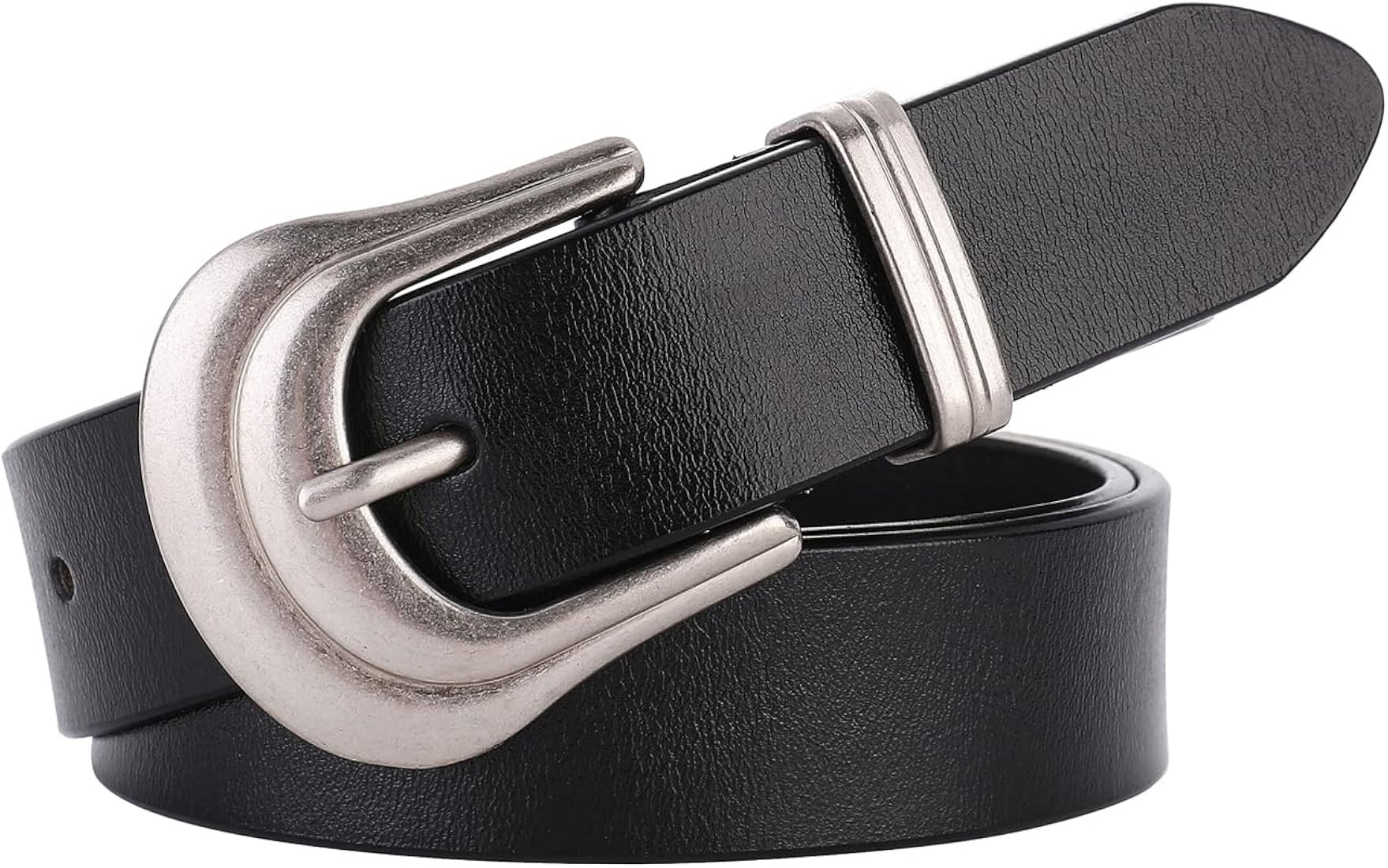 Women's Belt Western Belts Silver Gold Buckle Black Leather Belt Pants Jeans Belts for Women | Amazon (US)
