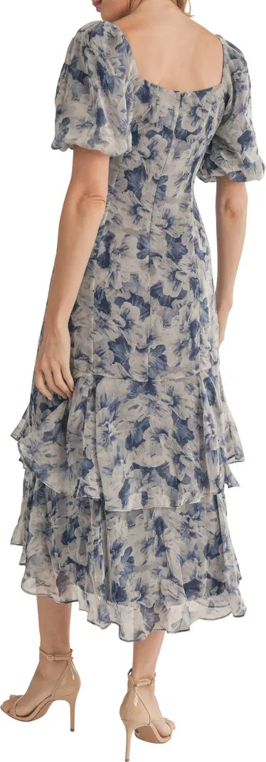 Puff Sleeve Tiered Ruffle Midi Dress | Nordstrom Rack