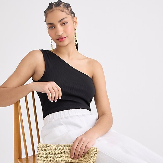 One-shoulder tank in vintage rib | J. Crew US