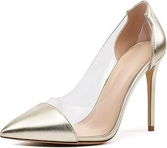 SAMMITOP Women's Pointed Toe PVC Clear Stilettos Pump Summer Wedding High Heels Party Dress Shoes | Amazon (US)