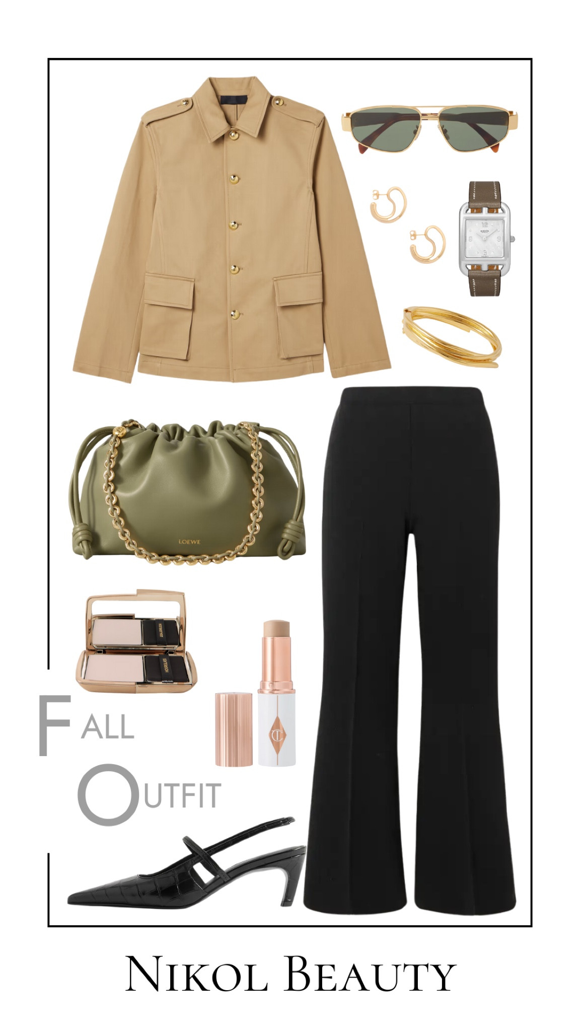 Elevated casual for the perfect fall day. 🍁 The Nili Lotan cotton-twill jacket pairs effortlessly with High Sport’s cropped flared pants for a laid-back yet polished look. Add a Loewe Flamenco clutch and Totême croc-effect slingback pumps, and you're ready to take on the season in style. #CasualChic #FallFashion #NiliLotan #HighSport #LoeweBag #TotemeStyle #FlaredPants #EffortlessElegance #CrocEffect #LuxuryLook #FallOutfit #OOTD #UnderstatedGlam #FallWardrobe



#LTKItBag #LTKStyleTip #LTKShoeCrush