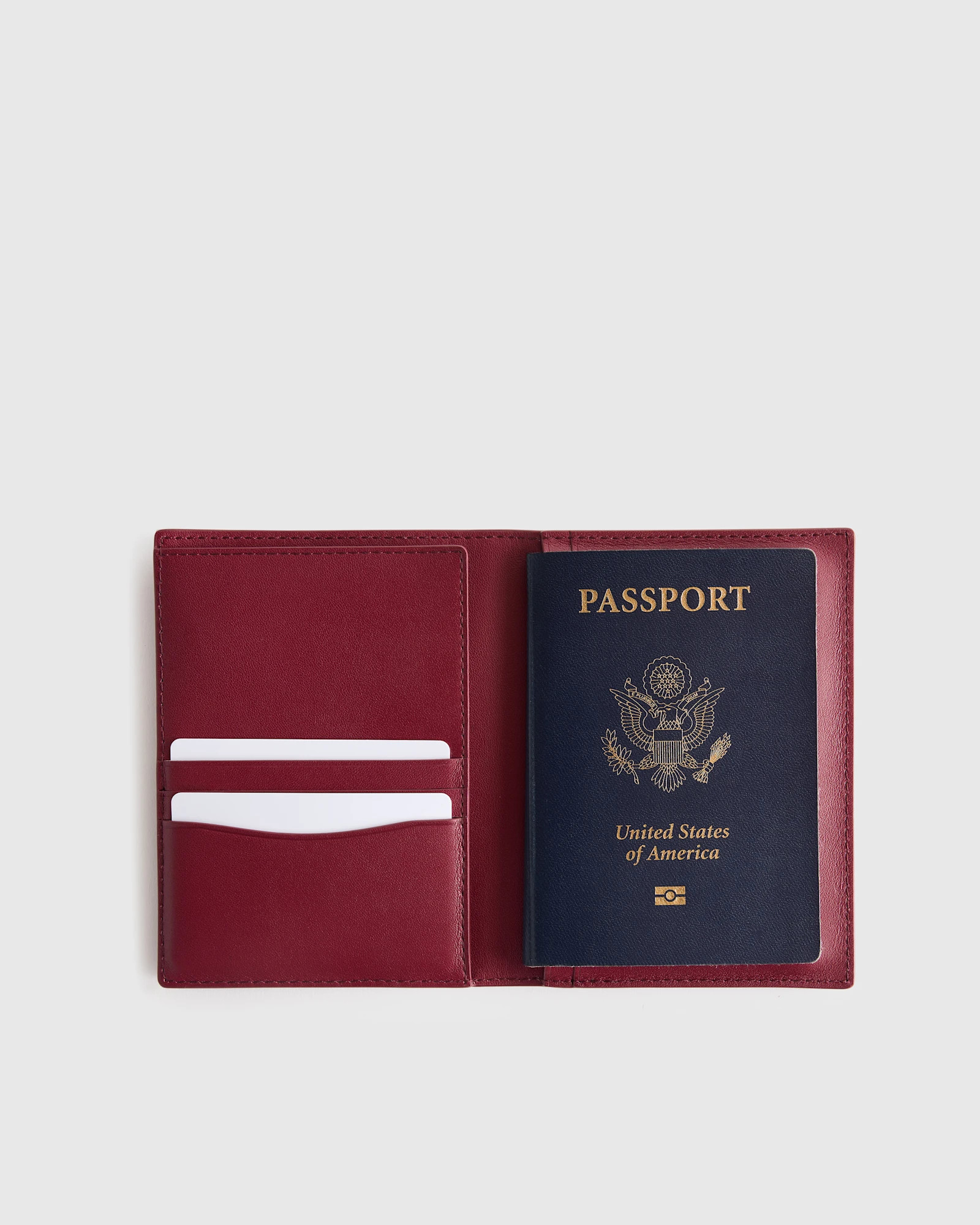 Nappa Leather RFID Blocking Passport Holder in Wine | Quince