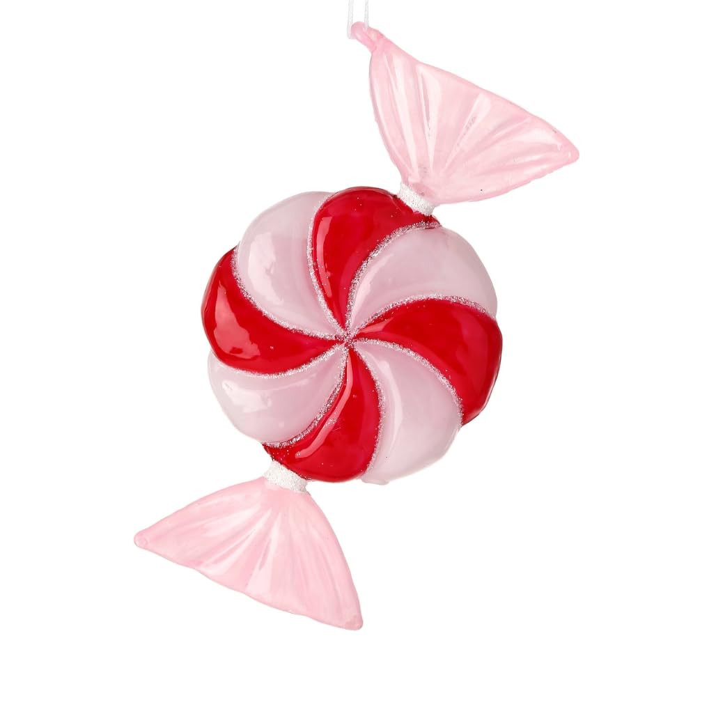 Regency International 6" Glass Peppermint Candy Ornament, Red and Pink Christmas Decoration | Amazon (US)