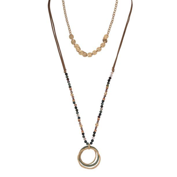 The Pioneer Woman - Women's Jewelry, Soft Gold-Tone Duo Necklace Set with Genuine Stone Beads | Walmart (US)
