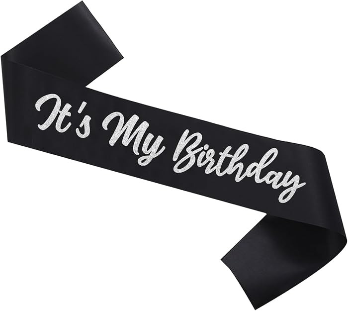 Black It's My Birthday Sash Funny Birthday Sash Birthday Gifts for Girls with Glitter Letter Silv... | Amazon (US)