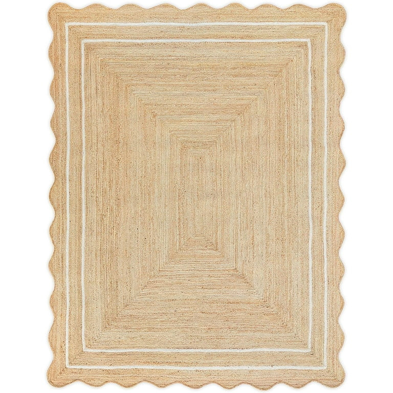 Weaving Village Wave Scalloped Natural Jute Rug Boho Jute Rug Entryway Runner Rug Farmhouse Scall... | Walmart (US)