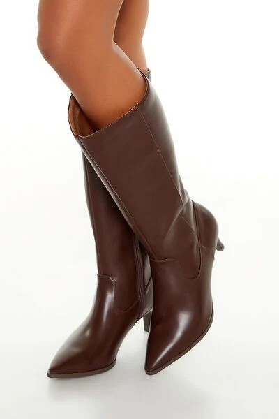 Pointed Faux Leather Stiletto Boots | Forever 21