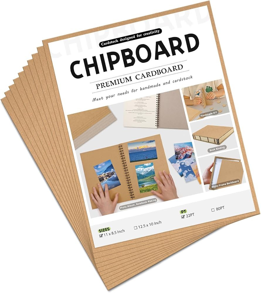 JNENERY 10 Chipboard Sheets 8.5 x 11", 22PT Book Board for Bookbinding, Cardboard for Crafts, Thi... | Amazon (US)