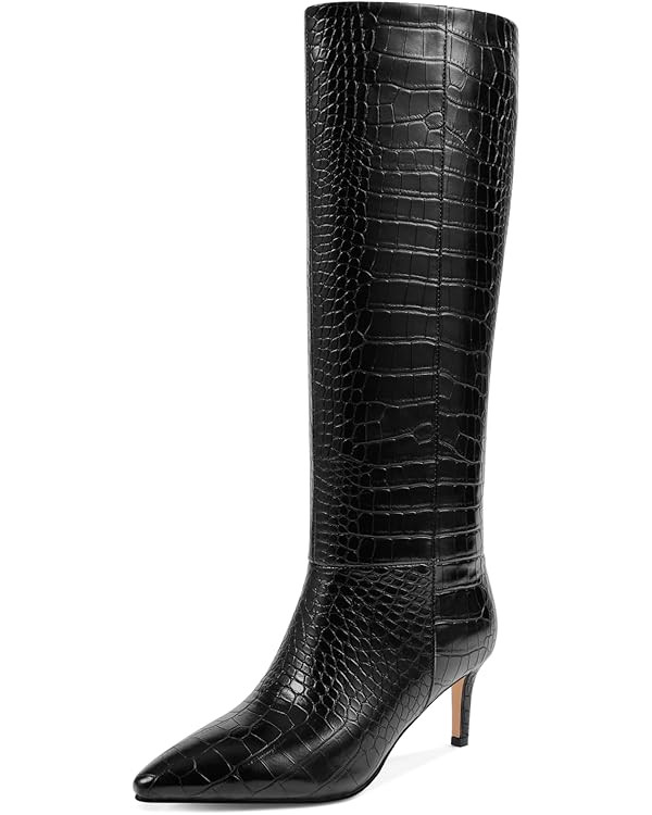 wetkiss Knee High Boots for Women, with Kitten Heel and Pointed Toe Design, Classic and Sexy | Amazon (US)