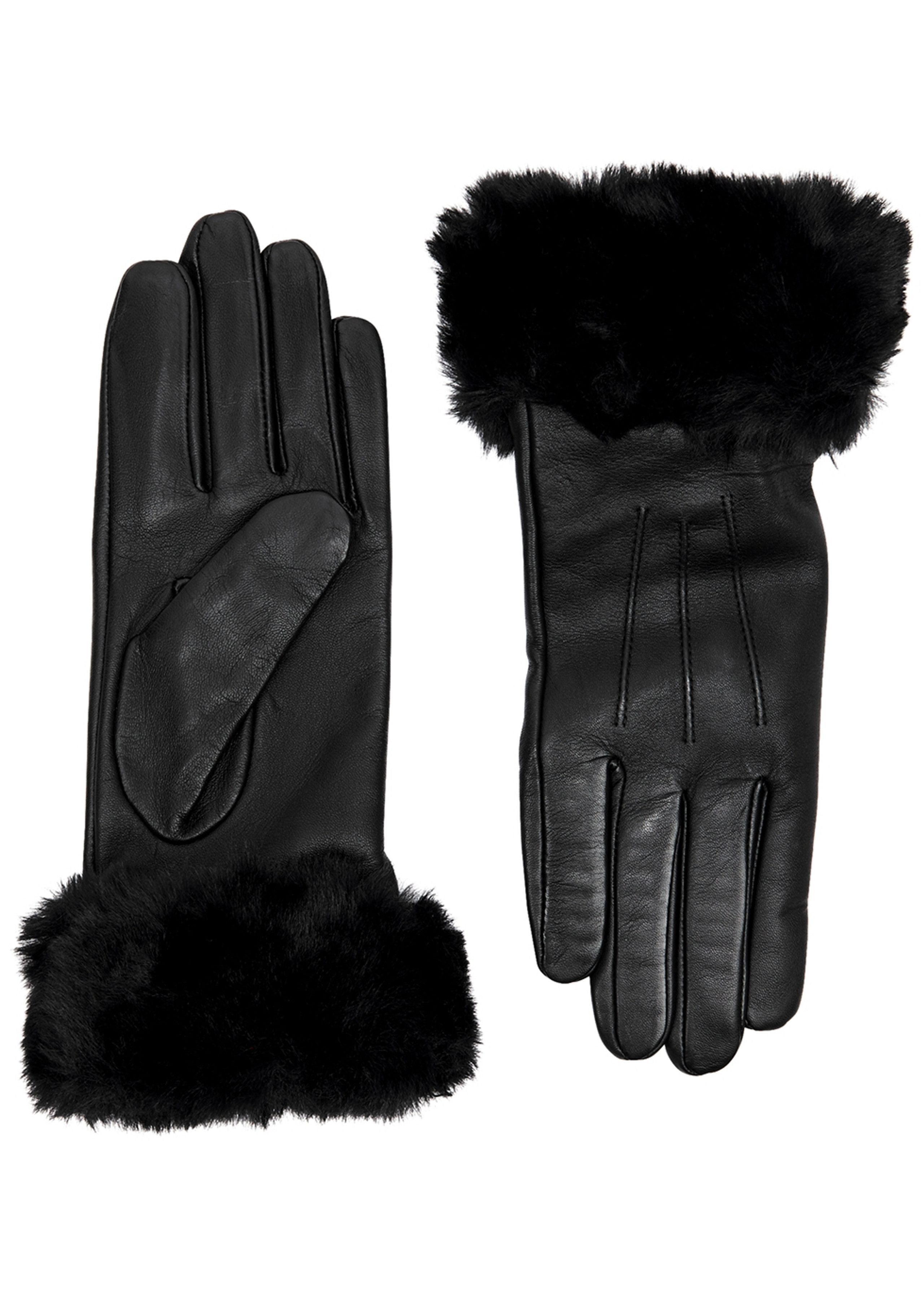 Sarah faux fur-trimmed leather gloves | Harvey Nichols