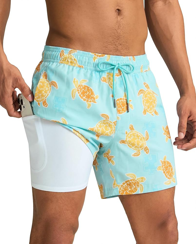 maamgic Mens Swim Trunks with Compression Liner 5 Inch, Quick Dry Bathing Suit with Zipper Pocket... | Amazon (US)