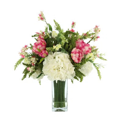 Faux Floral Arrangement with Butterfly Magnolias and Hydrangeas | Wayfair North America