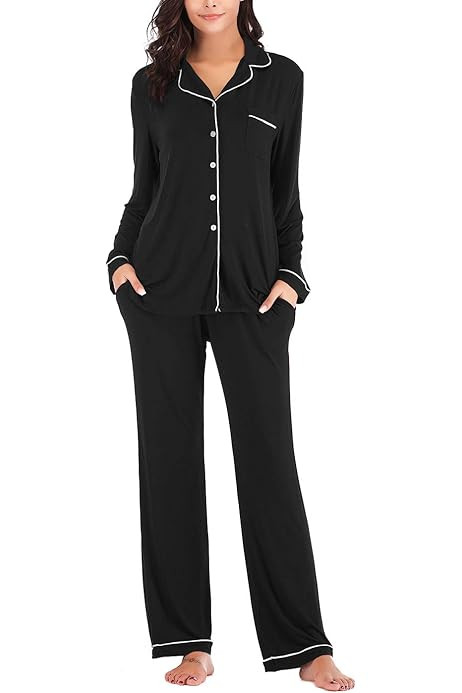 Samring Pajamas Women's Long Sleeve Sleepwear Button Down Pj Sets Soft Loungewear Pajama Set for Wom | Amazon (US)