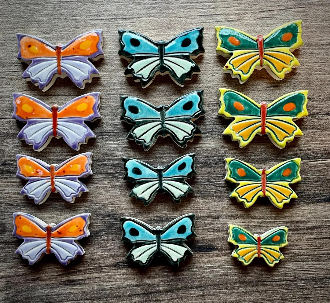 Handmade Mosaic Tile Set: 4 Colourful Ceramic Butterfly in 3 Sizes. - Etsy | Etsy (Global)