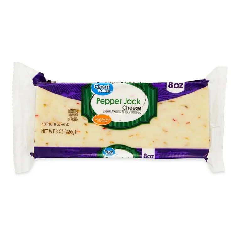 Great Value Pepper Jack Cheese, 8 oz Block (Plastic Packaging) | Walmart (US)