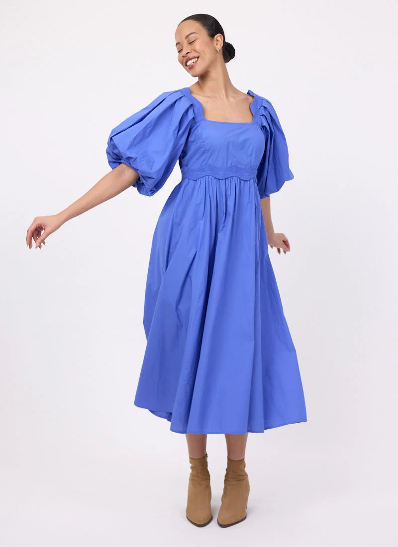 Stella Puff Sleeve Midaxi Dress - Blue | Joanie