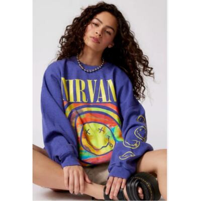 Copied - Urban Outfitters Nirvana Smile Overdyed Crew Neck Sweatshirt S/M  | eBay | eBay US