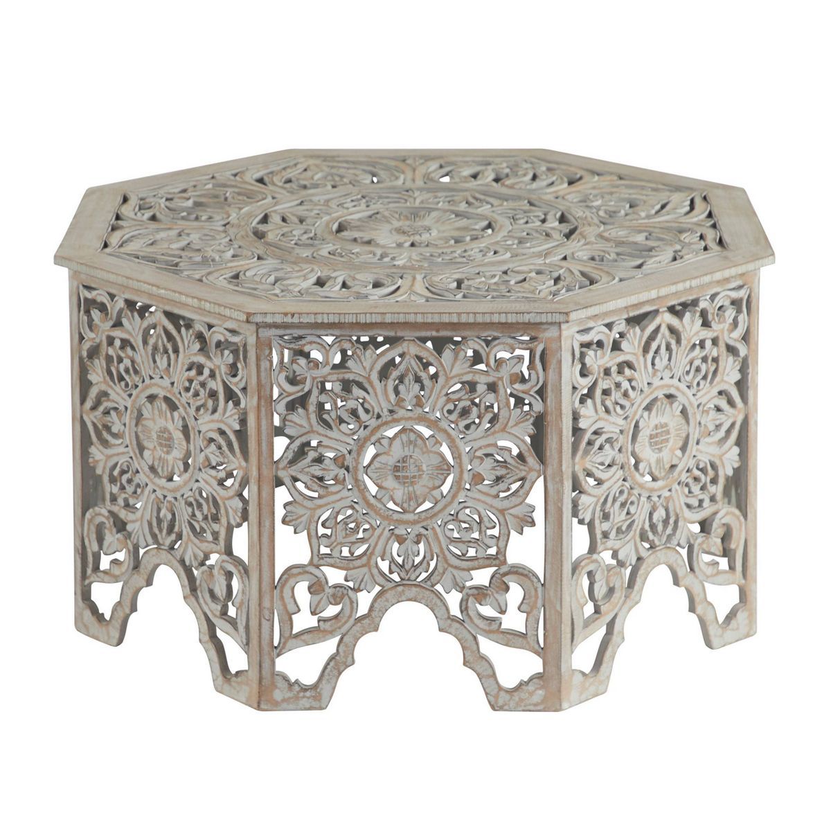 Coffee Table, Wood Octagon, With Floral Acanthus Engraving - Olivia & May | Target