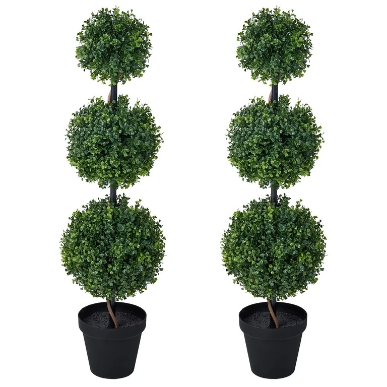 DR.Planzen 2 Pack 3ft Artificial Triple Ball Boxwood Topiary Tree, Realistic Faux Topiary Tree In... | Walmart (US)