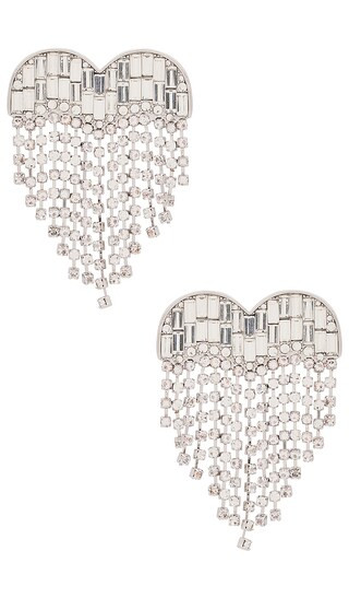 Crystal Heart Earrings in Silver | Revolve Clothing (Global)