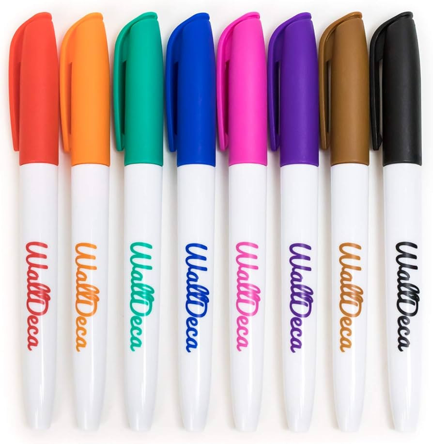 WallDeca Wet Erase Markers Fine Point, Assorted Colors, 8-Count, Multipurpose Markers Ultra Fine ... | Amazon (US)