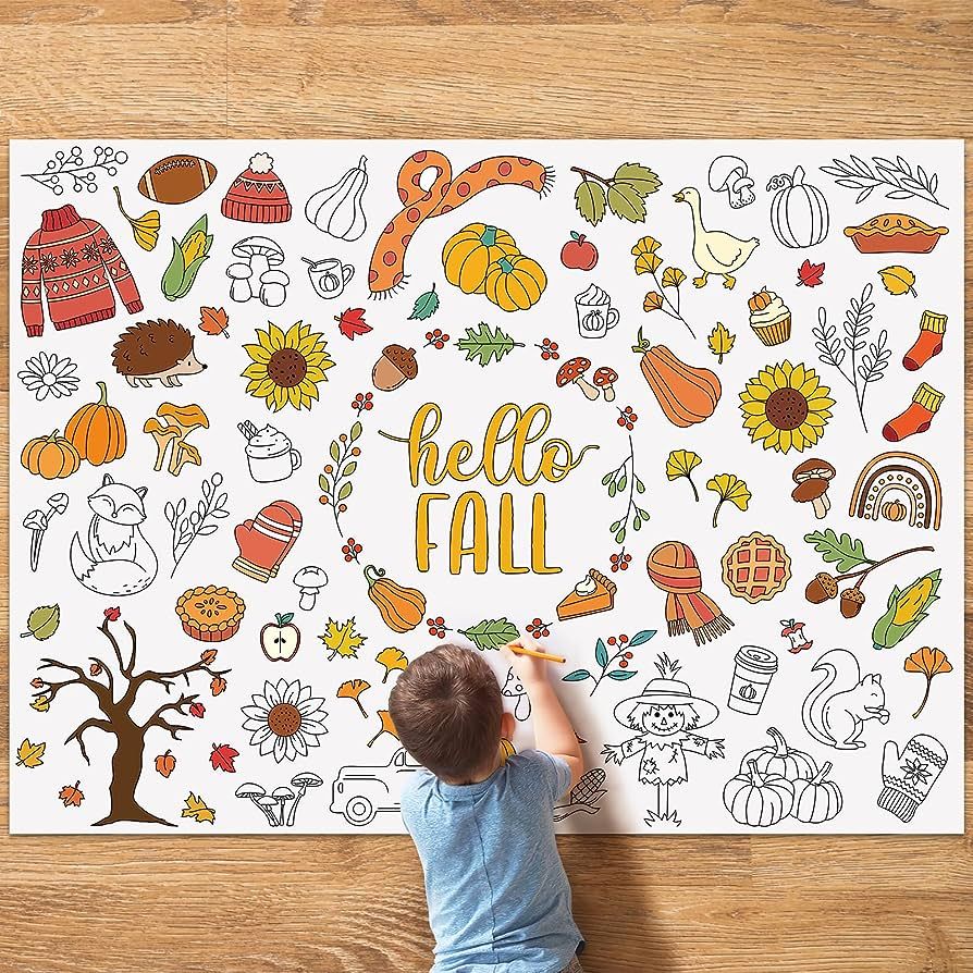 Fall Coloring Poster 43x31 Inches Giant Drawing Poster for Boys Girls Disposable Coloring Sheet D... | Amazon (US)