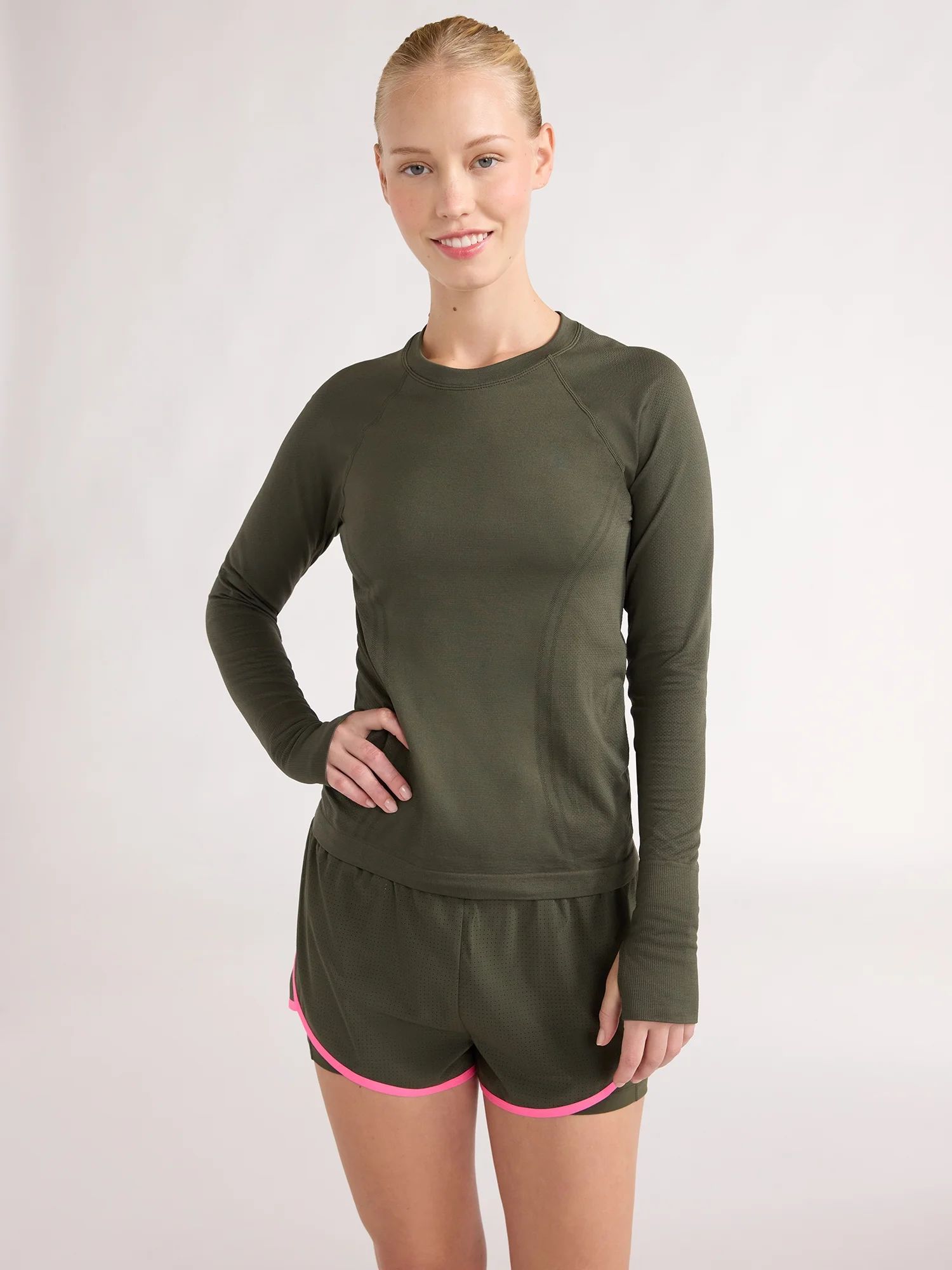 Love & Sports Women's Seamless Performance Tee with Long Sleeves, Sizes XS-XXL | Walmart (US)