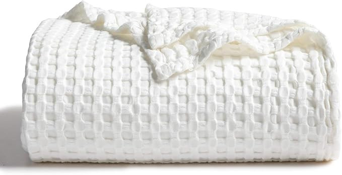 Bedsure Waffle Cotton Blanket - Viscose from Bamboo Waffle Weave Blanket King Size, Soft Lightwei... | Amazon (US)