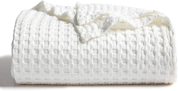 Bedsure Waffle Cotton Blanket Bamboo - Waffle Weave Blanket King Size, Soft Lightweight Bed Blank... | Amazon (US)