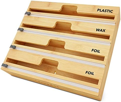 SpaceAid WrapNeat 4 in 1 Wrap Dispenser with Cutter and Labels, Plastic Wrap, Aluminum Foil and W... | Amazon (US)