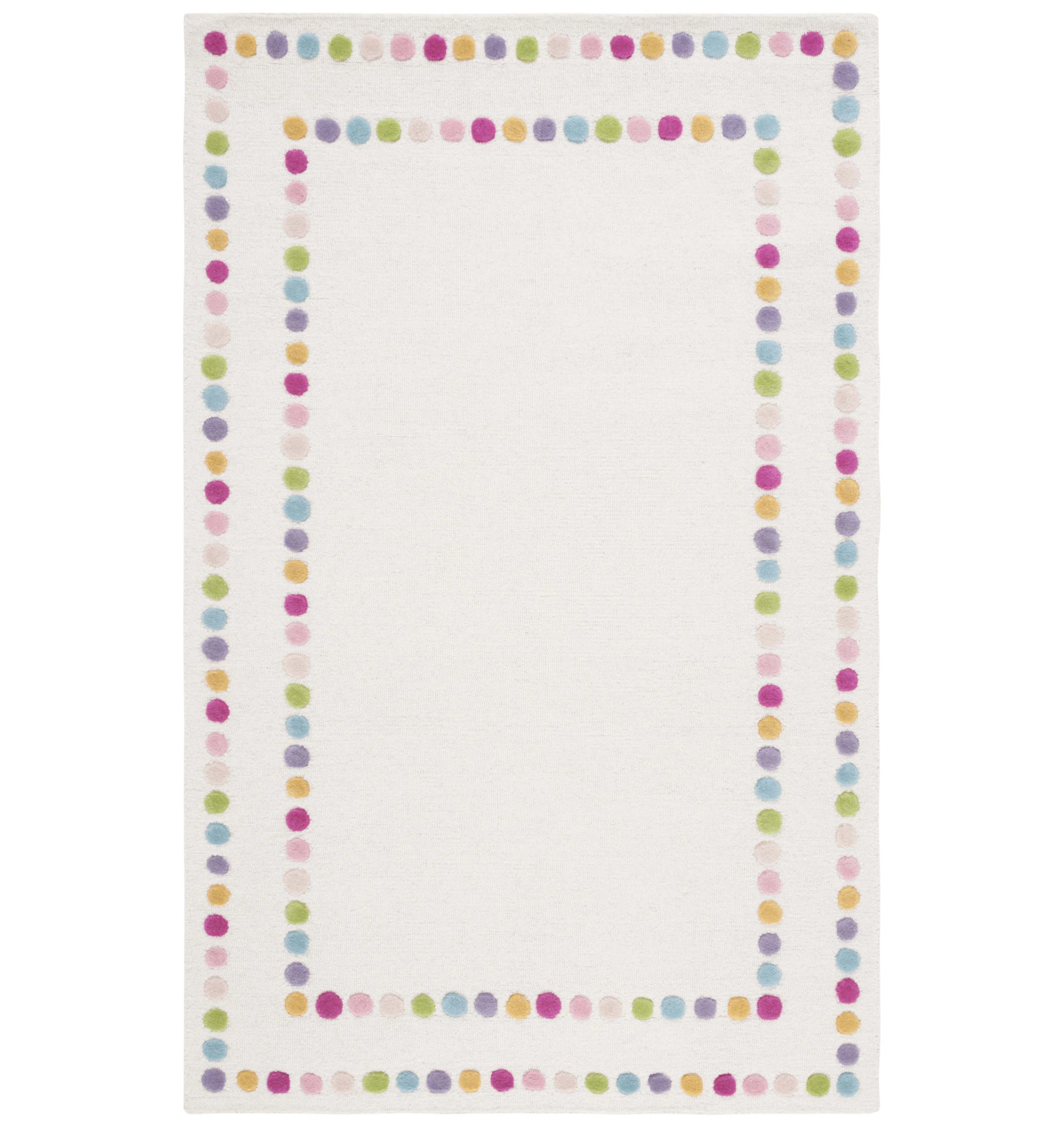 Lowman Polka Dots Hand Tufted Wool/Cotton in Ivory/Pink Area Rug | Wayfair North America