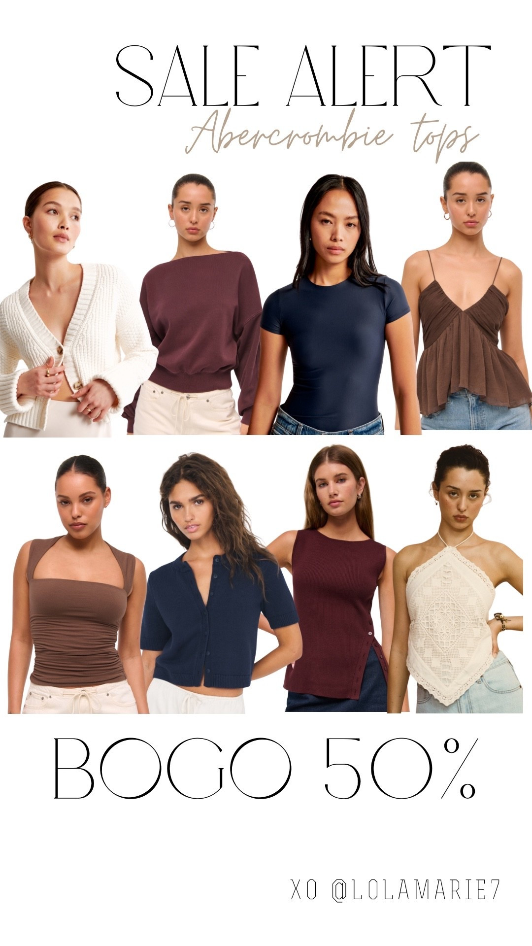 Abercrombie tops are buy one get one 50% off!! Love these colors for fall 🍂🍷🧵