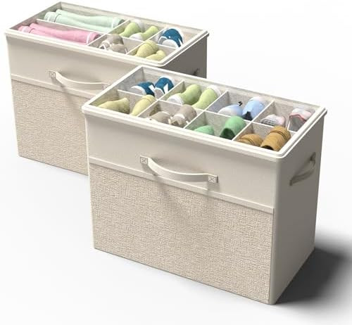 2 Pack Shoe Organizer for Closet, Clear Foldable Shoe Storage Containers Fits 14 Pairs,Shoe Stora... | Amazon (US)