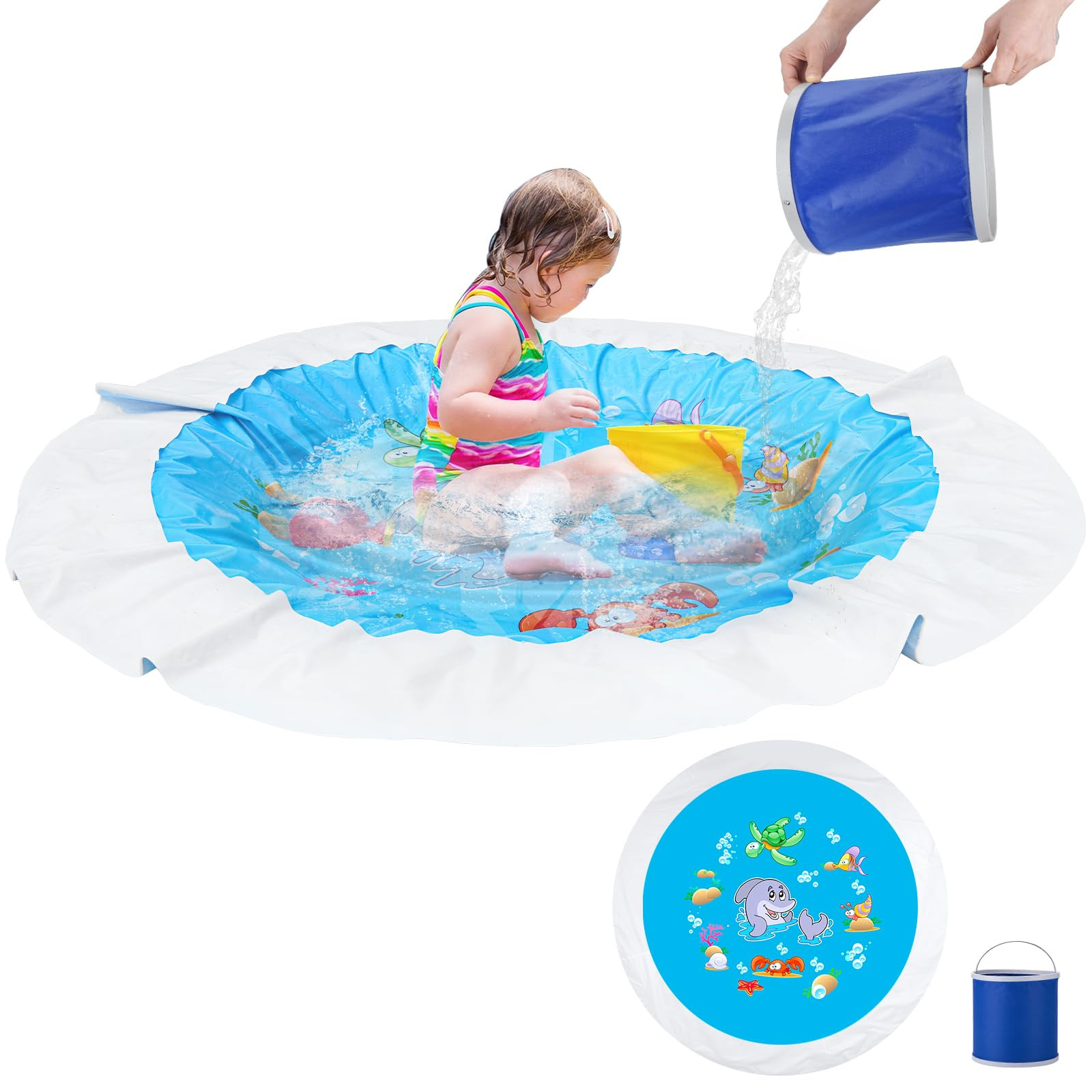 7.2 X 7.2 Feet Baby Beach Pool，Kiddie Pool and Beach Blanket，2 in 1 Toddler Paddling Pool，B... | Amazon (US)