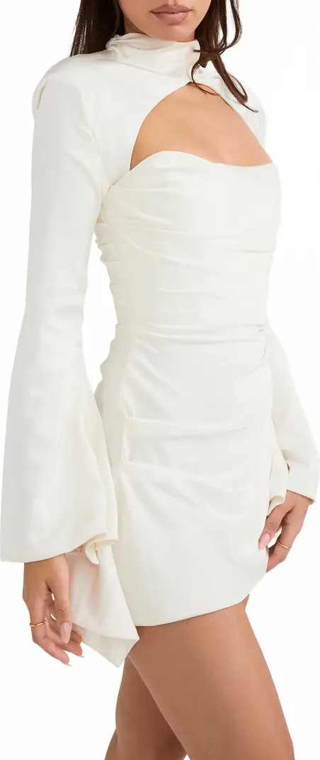 HOUSE OF CB Toira Long Sleeve Satin Corset Minidress | Nordstrom | Nordstrom