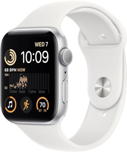 Apple Watch SE (2nd Gen) (GPS + Cellular, 44mm) - Silver Aluminum Case with White Sport Band, M/L (Renewed) | Amazon (US)