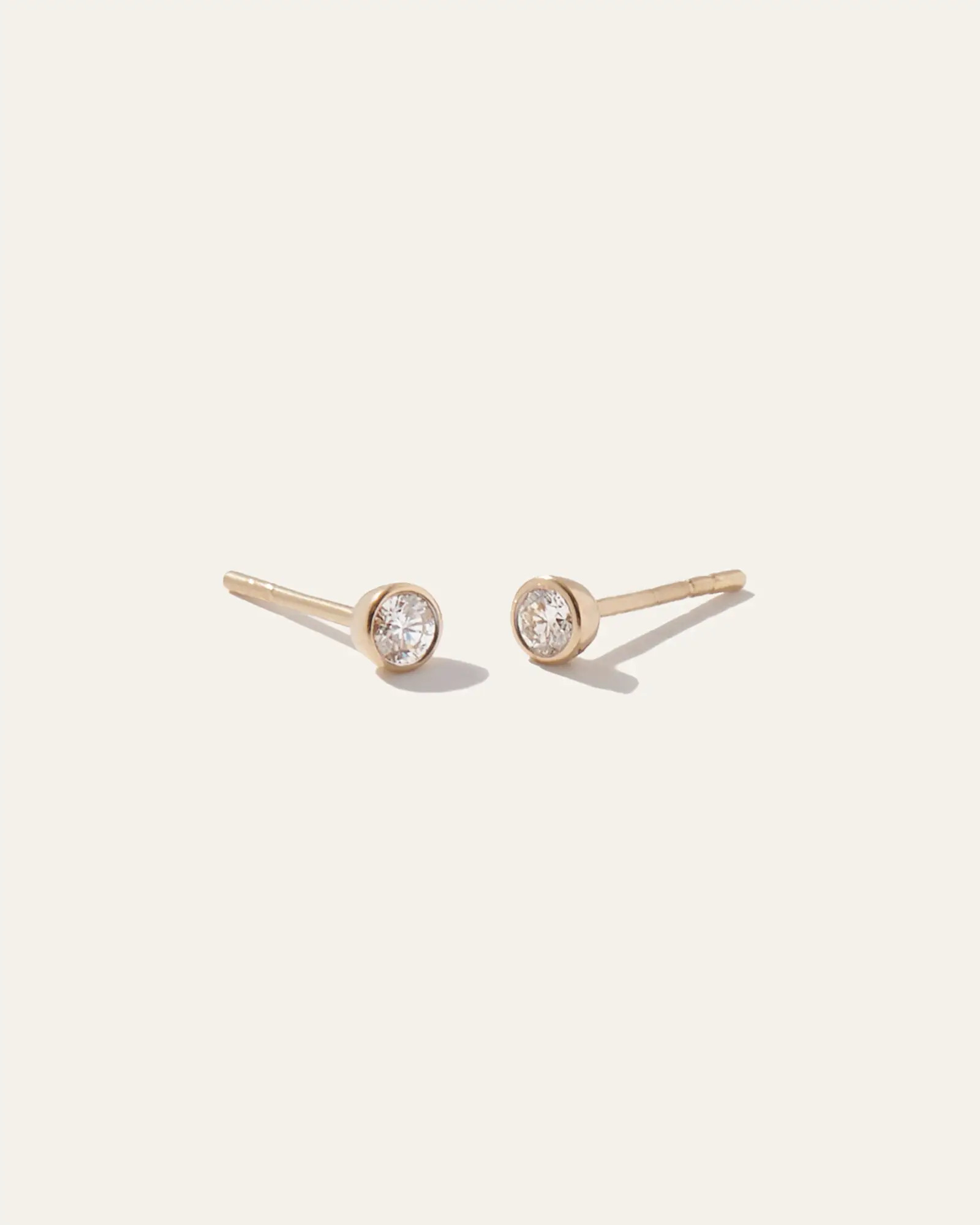 14K Gold Natural Diamond Bezel Studs | Quince