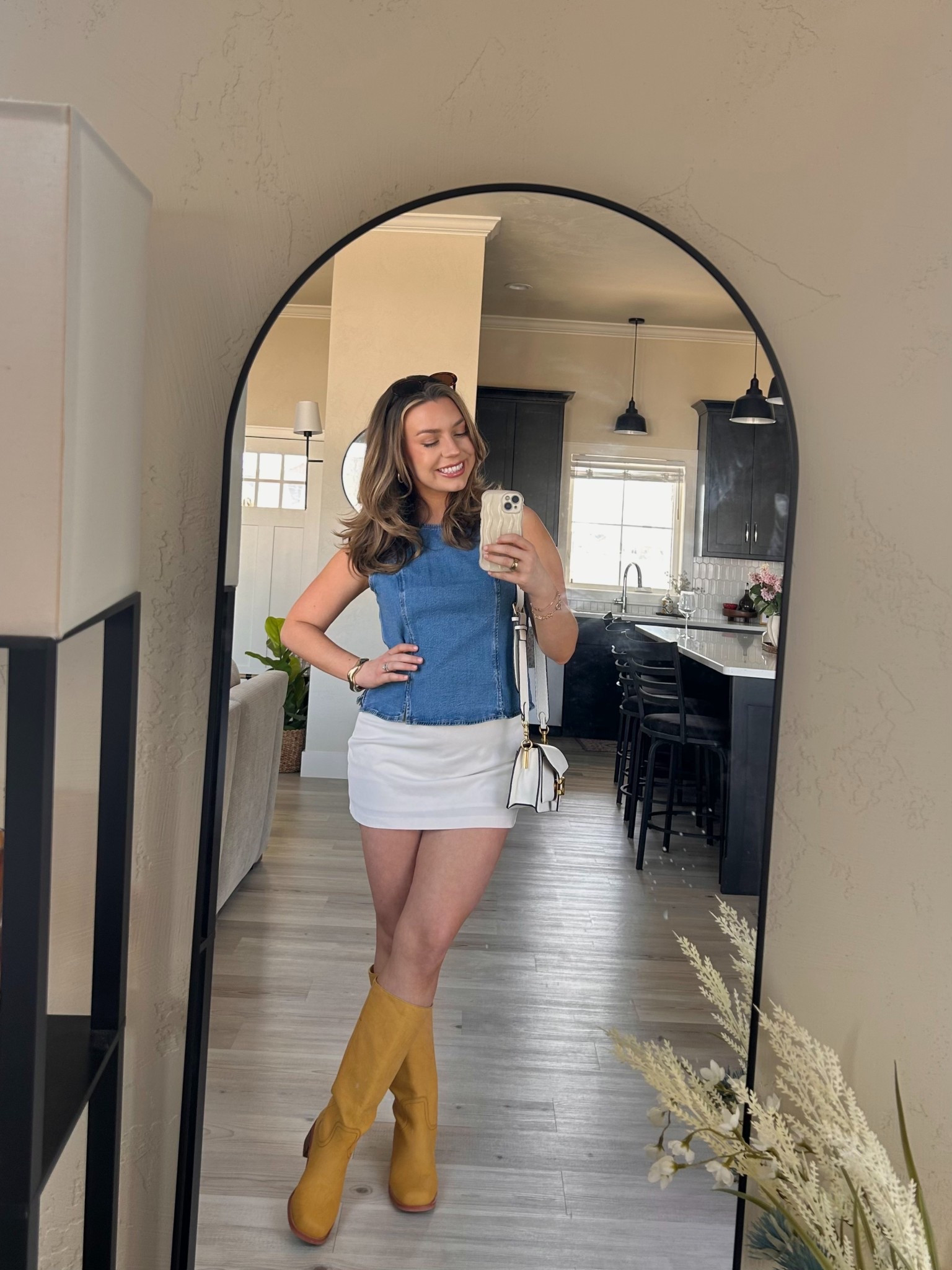 Doing denim skirt white skirt and banana boots outfit! 

#LTKFindsUnder50 #LTKSaleAlert #LTKSeasonal