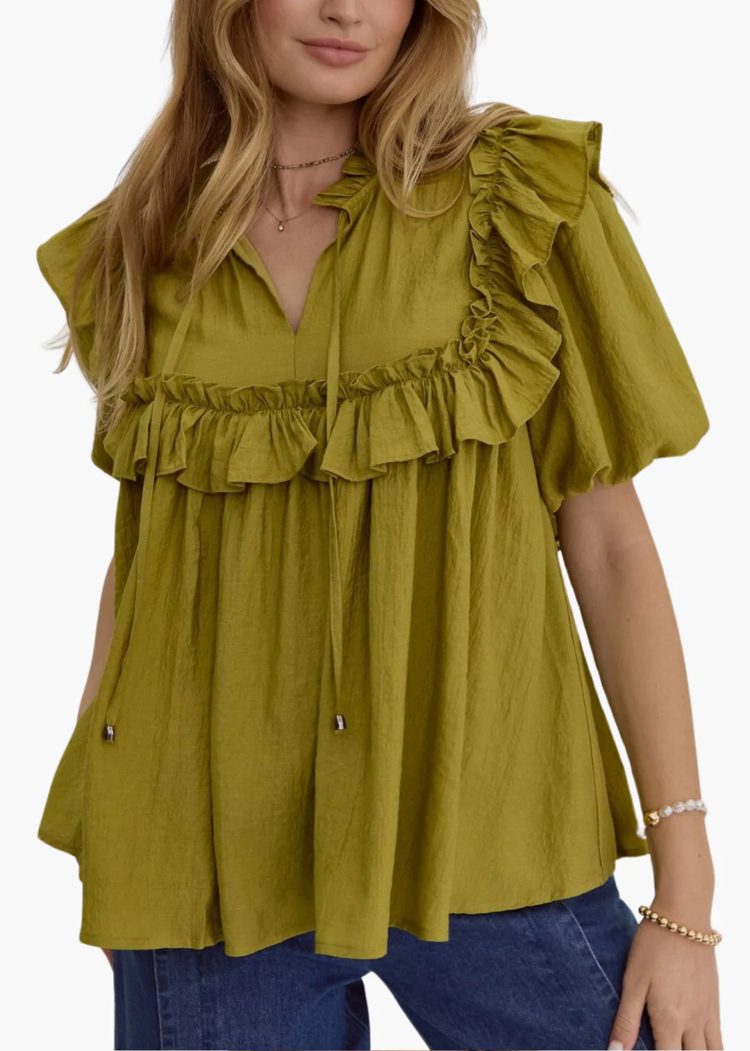 Evan Ruffle Top in Dijon | Poppy and Pink