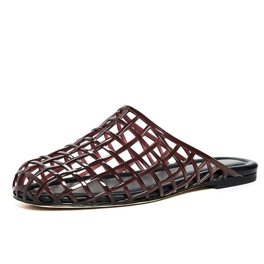 Jelly Shoes for Women Mesh Jelly Flat Sandals Closed Toe Slides Slip on Round Toe Summer Beach Sl... | Amazon (US)