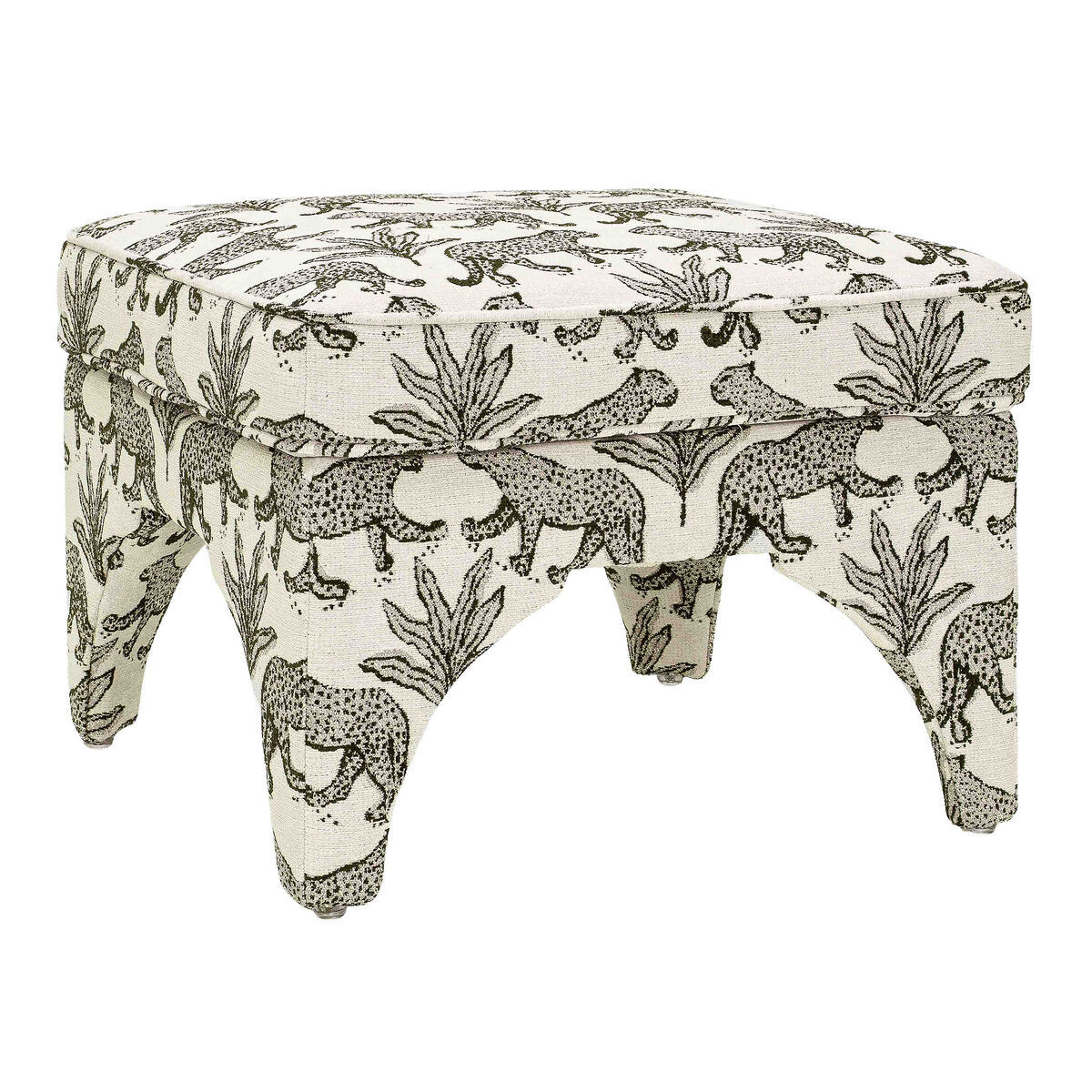 Emberly Leopard Jacquard Upholstered Ottoman in Taupeleopard by World Market | World Market