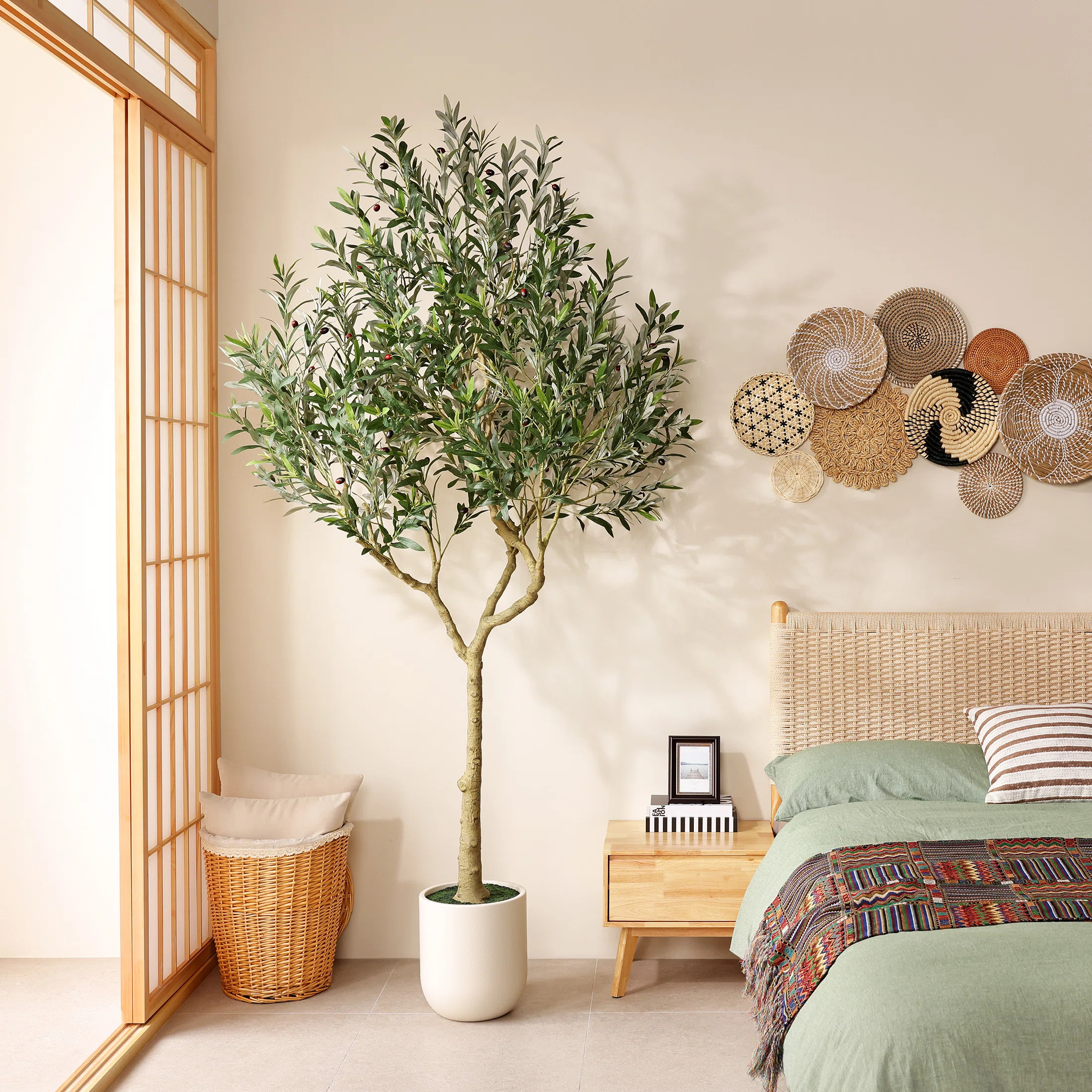 Faux Olive Tree 6/7/8Ft Artificial Plant – Realistic Silk Olive Tree With Lifelike Leaves & Fru... | Wayfair North America