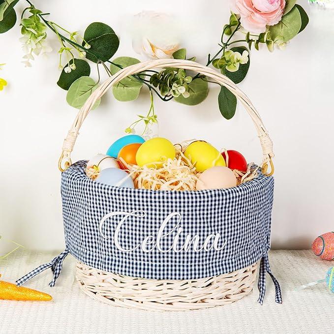 CFuniq® Personalized Seersucker Easter Basket Liner, Custom Embroidered Name, Soft Breathable Se... | Amazon (US)