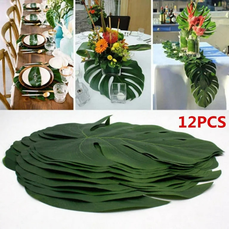 SUPERHOMUSE 12Pcs Green Jungle Plants Artificial Leaf Tropical Palm Leaves Simulation Plant Weddi... | Walmart (US)