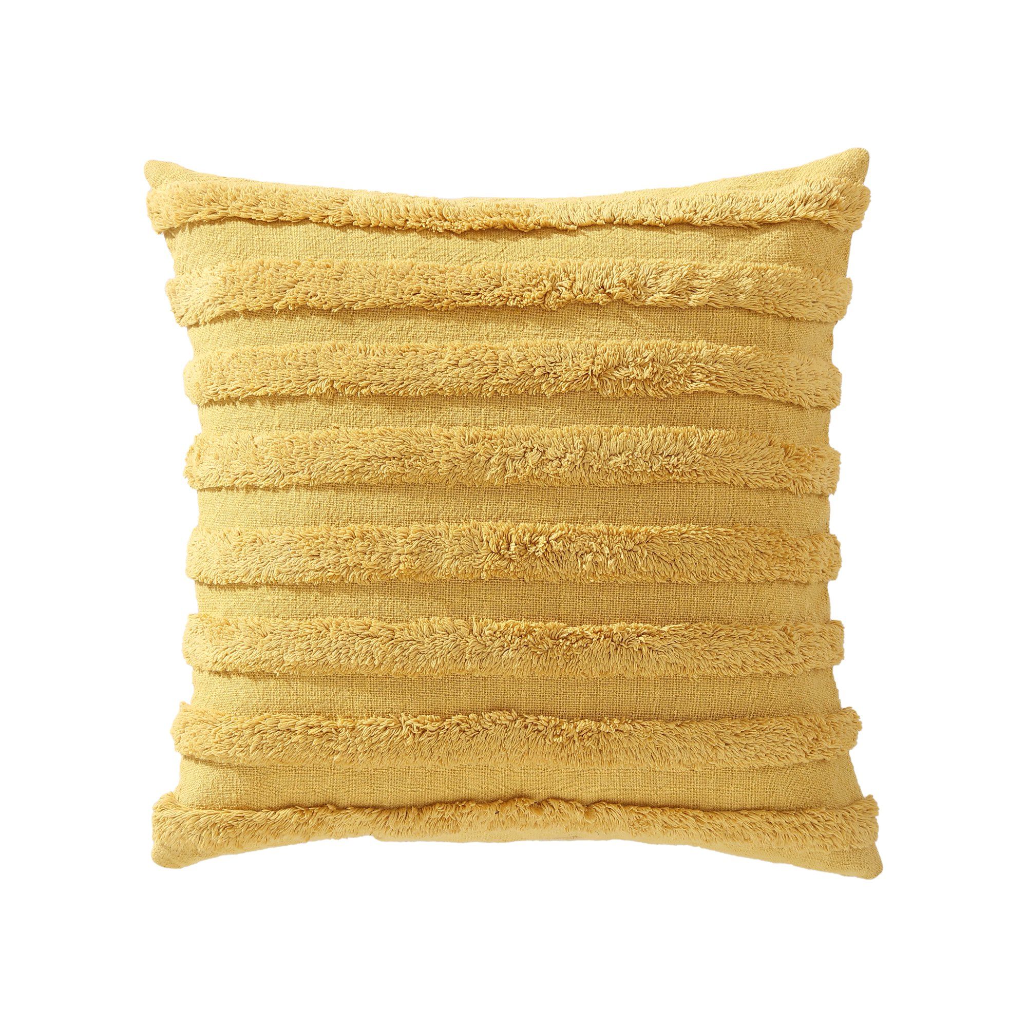 Mainstays Decorative Throw Pillow, Textured Stripe, Square, Yellow, 18''x18'', 1Pack | Walmart (US)