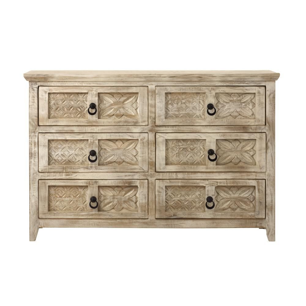 Home Decorators Collection Print Block 6-Drawer Whitewash Dresser-7484600470 - The Home Depot | The Home Depot