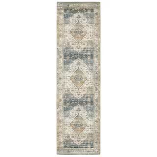 Home Decorators Collection Harmony Denim 2 ft. x 7 ft. Indoor Machine Washable Runner Rug 607228 ... | The Home Depot